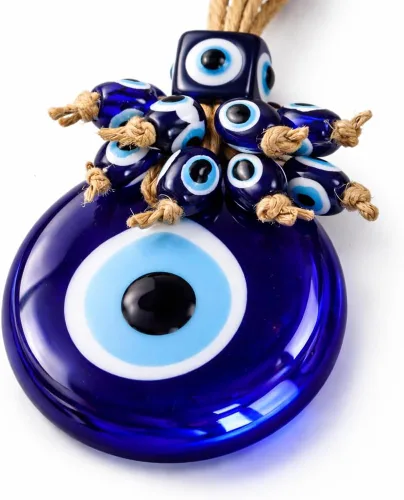 Vista 6 de Adorno decorativo turco de ojo turco de 2.3 pulgadas, colgante de pared azul de ojo turco para colgar en una caja, decoración de pared con dije de 1