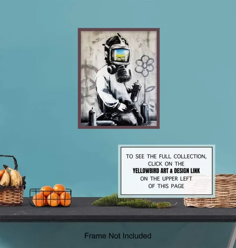 Vista 6 de Banksy - Mural urbano urbano de 8 x 10 pulgadas, decoración de pared de arte moderno y contemporáneo para el hogar, apartamento, oficina
