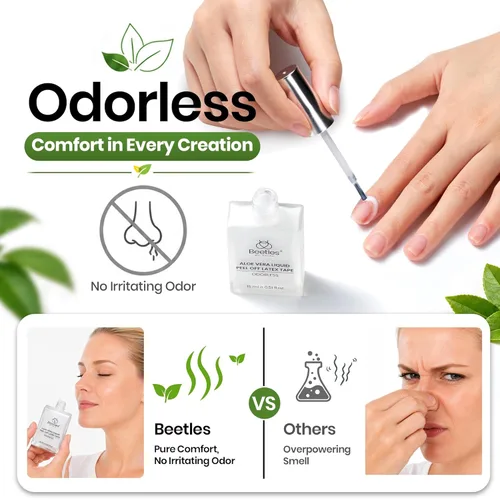 Vista 3 de Beetles - Látex líquido sin olor para uñas, 0.5 onzas líquidas, barrera de esmalte de uñas de látex blanco, protector de cutículas para gel