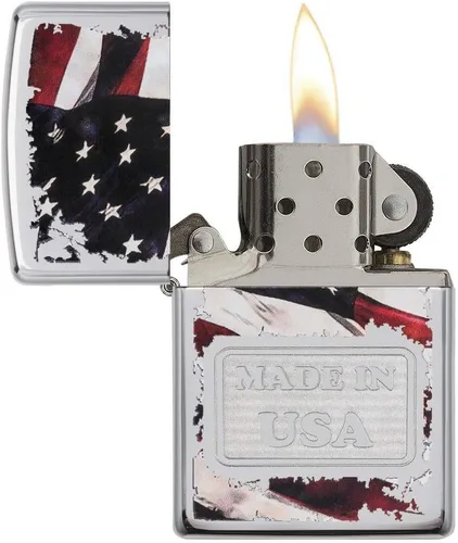 Vista 3 de Zippo Encendedor de bolsillo cromado de alto pulido, fabricado en EE. UU., multicolor, talla única