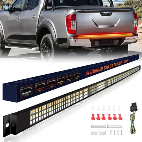 Vista 11 de GOOACC - Tira de luz para portón trasero de camioneta de 48"/49", 5 funciones, 90 LED rojo/blanco de una sola fila, iluminación trasera universal