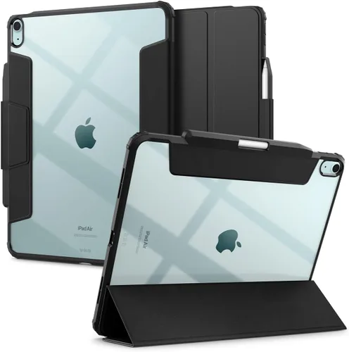 Vista 19 de Spigen Funda para iPad 10.2, iPad de 9ª/8ª/7ª generación (2021/2020/2019), Ultra Hybrid Pro con parte trasera transparente y soporte para lápices