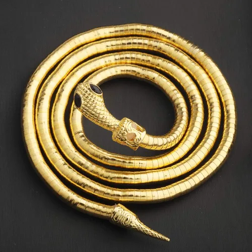 Vista 6 de KUIYAI Collar flexible de serpiente flexible y flexible con forma de serpiente pulsera de serpiente anillo de serpiente aretes de serpiente Metal No