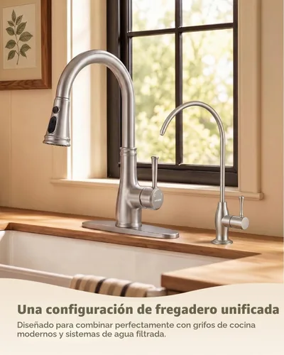 Vista 2 de WEWE Grifo de agua potable con diseño vintage, sin espacio de aire, níquel Níquel cepillado