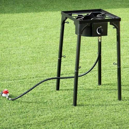 Vista 8 de Giantex Estufa de un solo quemador al aire libre, soporte de quemador de alta presión máx. 100,000 BTU, regulador de 0-20 PSI patas desmontables
