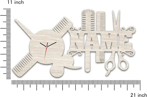 Vista 3 de Namofactur Reloj colgante de pared único personalizado con nombre, el regalo individual perfecto para peluquería, estilista, salón de belleza