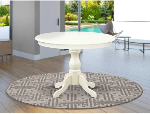 Vista 13 de HomeStock Mesa de comedor redonda de madera, mesa de cocina resistente para espacios pequeños, color negro y cereza/36 pulgadas sin gotas