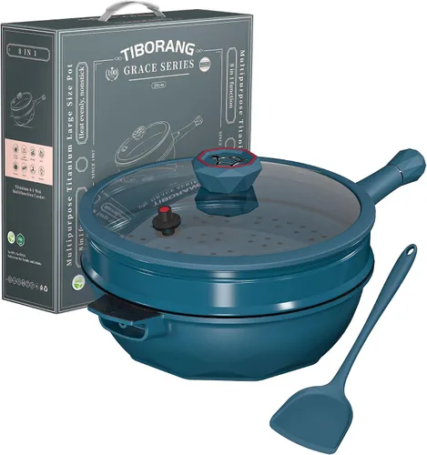 Vista 13 de TIBORANG Sartén antiadherente de 11 pulgadas con tapa, utensilios de cocina Negro