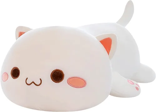 Vista 8 de FUYU Animales de peluche de gato, almohada de felpa suave de gato kawaii, juguete de animal de peluche, regalos para niños y niñas, decoración