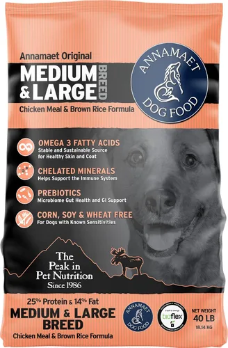 Vista 8 de Annamaet Alimento seco original para perros de fórmula de raza mediana y grande, 25% de proteínas (pollo y arroz integral) – Bolsa de 5 libras
