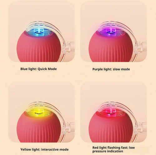 Vista 6 de Paquete de 3 juguetes automáticos para gatos, juguete interactivo de 360° para gatos de interior (rojo, gris, verde)