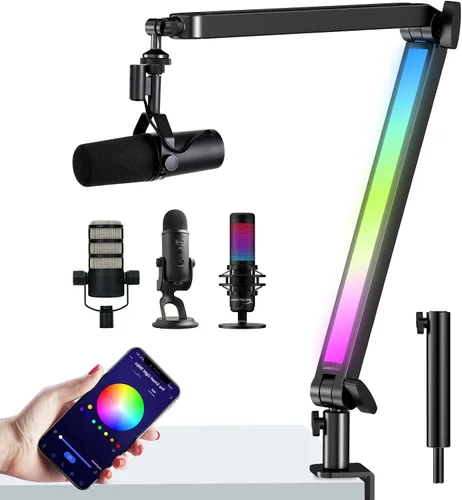 Vista 9 de Youshares Blue Yeti - Soporte de micrófono con filtro pop, brazo de micrófono de alta calidad, brazo de brazo resistente con gestión de cables