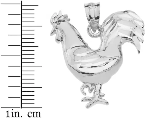 Vista 2 de Animal Kingdom Colgante de plata de ley 925 con dije de gallo de la suerte, Plata esterlina