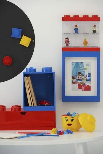 Vista 10 de Room Copenhagen LEGO - Estuche de exhibición de minifiguras apilable, contenedor de almacenamiento para figuras coleccionables, 4 tachuelas, azul