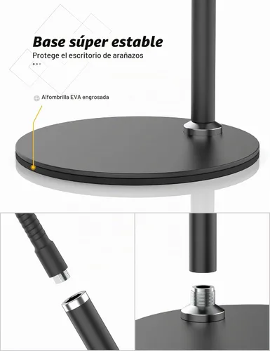 Vista 5 de Soporte para teléfono celular, altura y ángulo ajustables, soporte de cuello de cisne para escritorio con brazo flexible, soporte universal