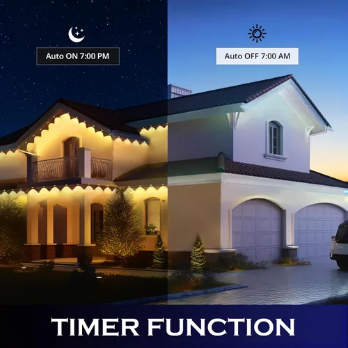 Vista 6 de wowlite Luces exteriores permanentes de 50 pies, luces inteligentes RGBIC para aleros con 36 LEDs, impermeables IP67, más de 110 modos de escena