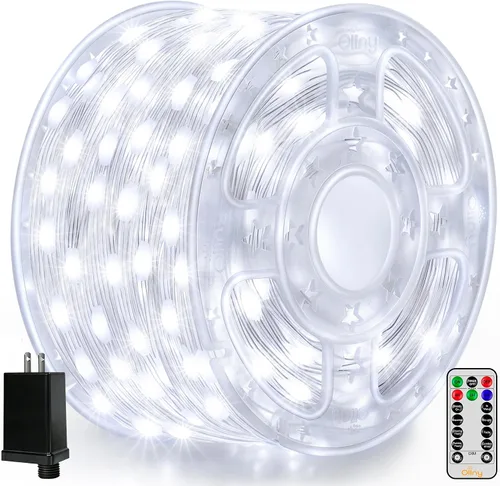 Vista 14 de Ollny Luces de Navidad para exteriores, 600 LED de 197 pies, luces multicolor para árbol de Navidad IP67, luces de hadas enchufables con control