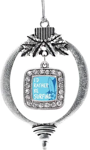 Vista 153 de Inspired Silver - Bon Voyage Cruise Ship Charm Ornamento – Adornos navideños cuadrados de plata con joyas de circonita cúbica