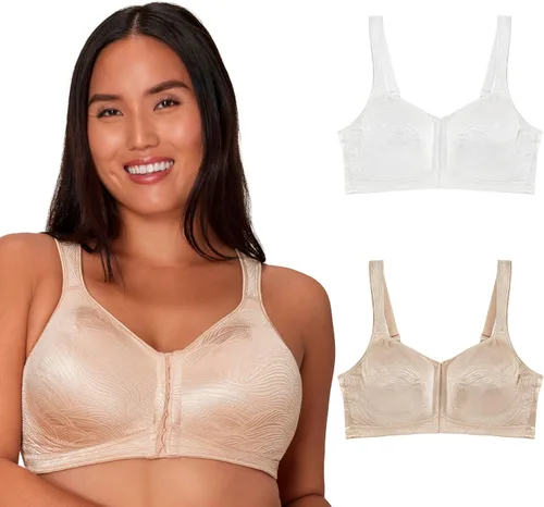 Vista 11 de PLAYTEX Brasier inalámbrico para mujer, sujetadores de talla grande de 18 horas disponibles, cierre frontal, soporte extra para la espalda, E525