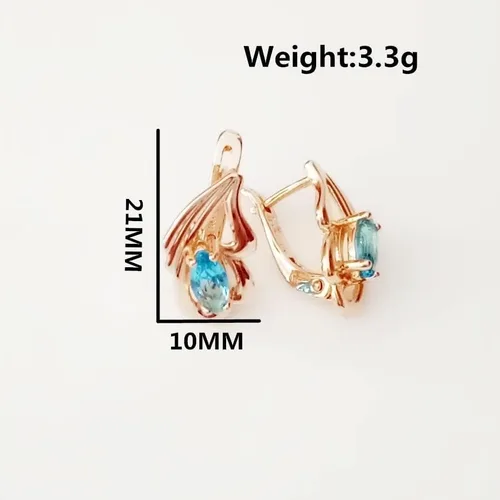 Vista 6 de PNJSilver 2024 New Gift Fashion Women Earrings 2024 Office Style Rose Gold 585 Color Jewelry Blue Stone Earrings Designs For Women Fashion