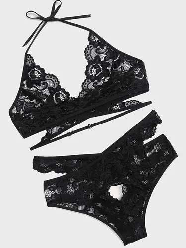 Vista 4 de Donnalla - Conjunto de lencería sexy para mujer, 2 piezas, brasier y pantaletas, conjunto de ropa de dormir