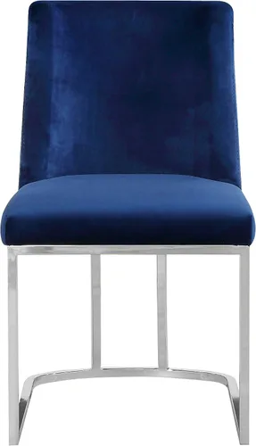 Vista 5 de Meridian Furniture Heidi Collection Modern - Silla de comedor tapizada de terciopelo contemporáneo con marco de metal cromado pulido, juego de 2, 19