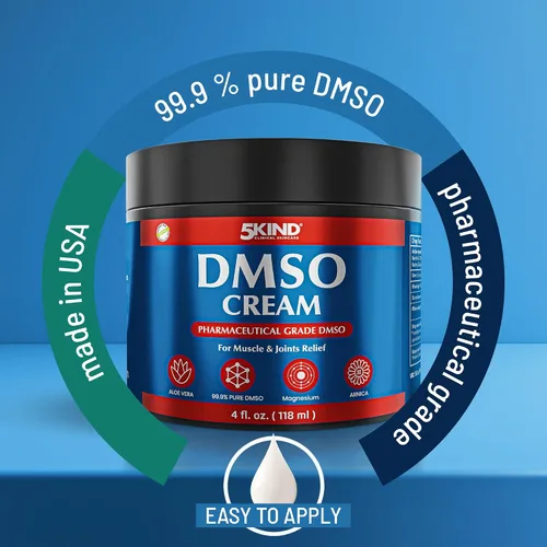Vista 11 de 5Kind DMSO Crema para aliviar el dolor, 4 onzas líquidas, 99.9% DMSO puro grado farmacéutico, aloe vera, magnesio, árnica y mentol, alivio tópico