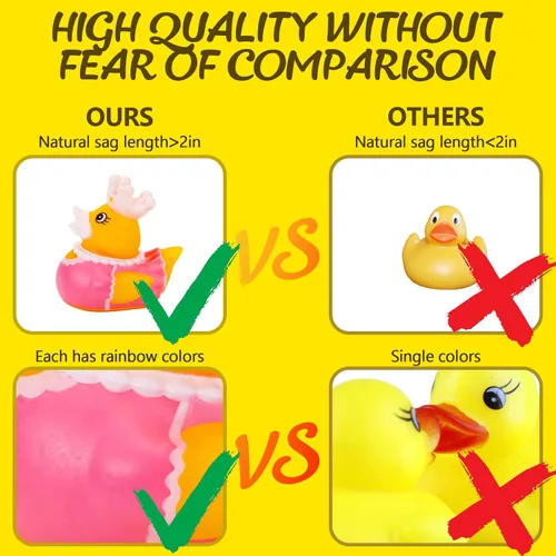 Vista 4 de 50 paquete de patos de goma para niños, juguetes de baño y patos para jeep para patear, patos de goma a granel para niños, accesorios para fiestas