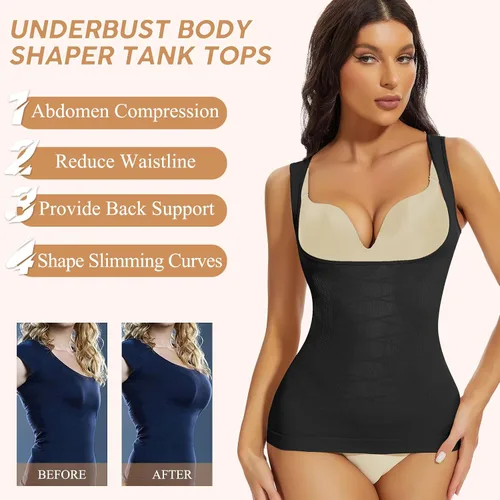 Vista 3 de JOYSHAPER Camiseta sin mangas de compresión para mujer, con control de abdomen, para adelgazar