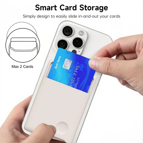 Vista 4 de oakxco Cartera de teléfono adherente, soporte seguro de silicona para tarjetas de teléfono, funda de bolsillo adhesiva para tarjetas