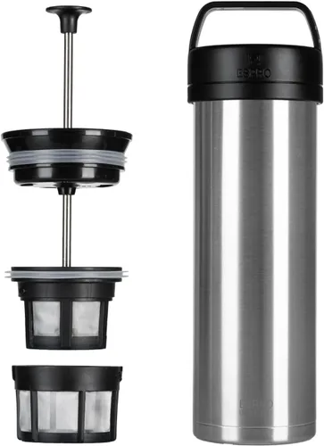 Vista 10 de ESPRO P0 Cafetera de prensa francesa ultraligera para viajes, acero inoxidable aislado al vacío, 16 onzas, azul Egeo