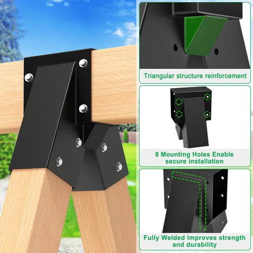 Vista 2 de SELEWARE Juego de soportes de columpio de alta resistencia, kit de accesorios de columpio con marco A, 1 soporte medio y 2 soportes de base