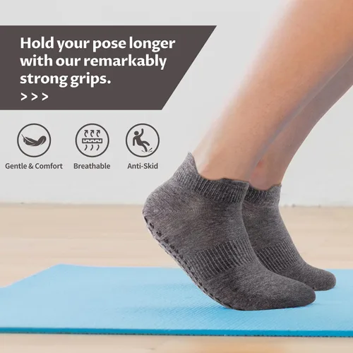 Vista 2 de deefly Calcetines de yoga para mujer, calcetines de pilates antideslizantes sin engrosar