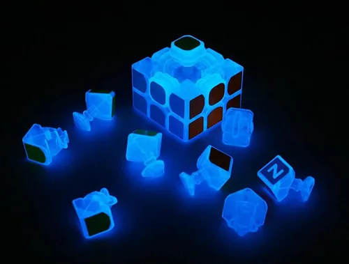 Vista 5 de AMAZA Cubo de velocidad fluorescente 3x3, 3x3x3, que brilla en la oscuridad, cubo de velocidad luminoso de 3 por 3, juguete rompecabezas de cerebro