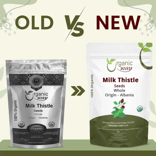 Vista 3 de Organic Way Semillas enteras de cardo mariano (Silybum marianum) - Té Herabl Cosecha silvestre europea, certificado orgánico y kosher, vegano, sin