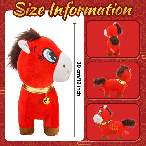 Vista 2 de Peluche de Año Nuevo Chino del Caballo 2026, ideal para decoración del hogar, mascota de recuerdo para adornos de automóvil, hogar, oficina, tienda