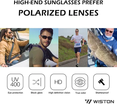 Vista 2 de WISTON Lentes de sol polarizados deportivos para hombres y mujeres, marco sin montura Tr90 para correr, pescar, béisbol, conducir, W8001