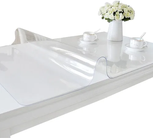 Vista 11 de ETECHMART Protector de mesa de plástico transparente rectangular de 12 x 24 pulgadas, protector de mesa grueso impermeable transparente para mesa