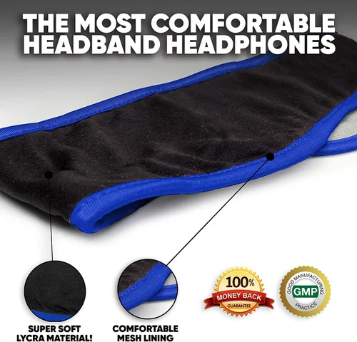 Vista 5 de CozyPhones auriculares para dormir y bolsa de viaje, forro de malla Lycra Cool y altavoces ultra delgados. Perfecto para dormir, hacer deportes