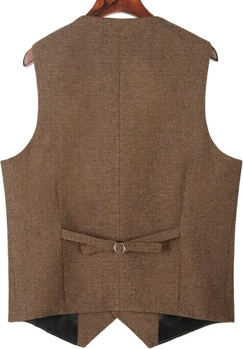 Vista 6 de Chalecos casuales para hombre, chalecos de tweed, chaleco vintage retro de espiga