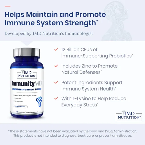 Vista 3 de 1MD Nutrition ImmunityMD - Probiótico para la salud inmunológica Potentes cepas probióticas seleccionadas por médicos con prebiótico - Promueve