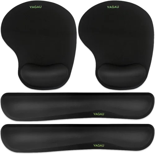 Vista 8 de VAGAU Reposamuñecas Premium para Teclado y Soporte de Muñeca para Mouse Pad, Juego de Espuma Viscoelástica Ergonómica para Oficina, Laptop, Mac