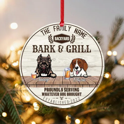 Vista 9 de SILYHEART Christmas Acrylic Ornaments Presa Canario & Pug Bull Dog Christmas Porcelain Ornament Family Dog Name Funny Dog Pet Lovers DIY Christmas