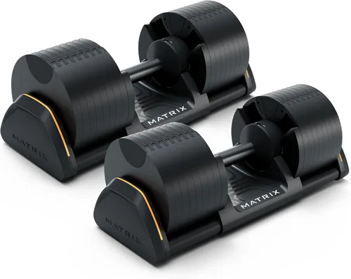 Vista 5 de Matrix Fitness DB80 - Mancuernas ajustables de 80 libras Ajustes rápidos para entrenamiento de fuerza y HIIT Reemplaza 16 pares de mancuernas
