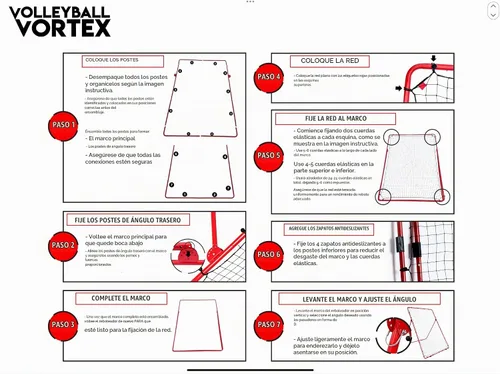 Vista 6 de Red de rebote para voleibol - 7' x 5' Red de práctica de voleibol ajustable para mejorar el golpe, el saque y el servicio - Equipo de entrenamiento