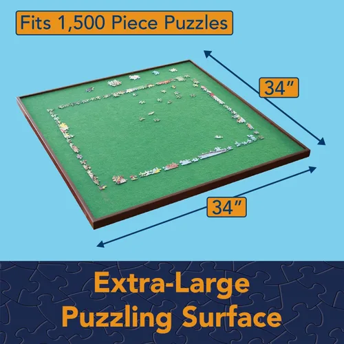 Vista 7 de Bits and Pieces Tablero giratorio para rompecabezas, extra grande, 34 x 34 pulgadas Lazy Susan - Mesa de rompecabezas portátil de 1500 piezas