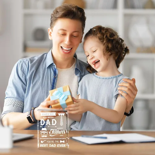 Vista 5 de gisgfim Regalos para papá para el Día del Padre, regalos de cristal acrílico significativo, recuerdo de papá, pisapapeles acrílico, regalo