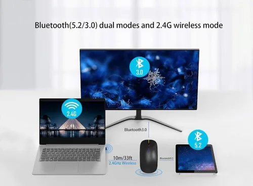 Vista 5 de Ratón delgado inalámbrico, recargable 2.4G, clic silencioso, RGB, 1600 DPI, batería de 500 mAh, compatible con Windows/Mac