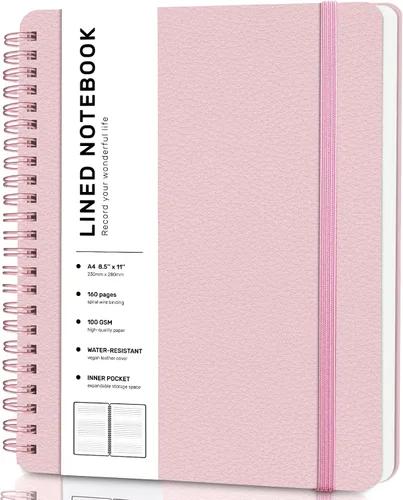Vista 11 de Cuaderno rayado en espiral, cuaderno en espiral A4, 8.5 x 11 pulgadas, papel grueso de 100 GSM, cuadernos de diario encuadernados en espiral