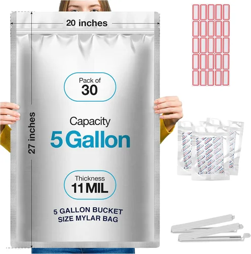 Vista 8 de 50 bolsas de Mylar de 1 galón con absorbentes de oxígeno (500 cc) – 9.5 mil – Bolsas de Mylar reforzadas de 1 galón resellables y termosellables